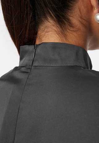 Chimney Collar Puff Sleeve Blouse