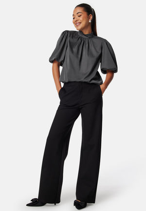 Chimney Collar Puff Sleeve Blouse