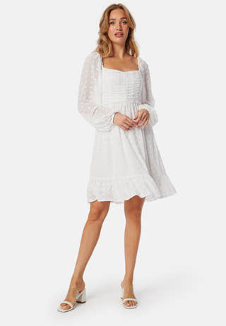Dobby Dot Ruched  Dress