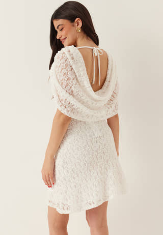 Drapy Cape Lace Dress