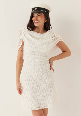 Drapy Cape Lace Dress