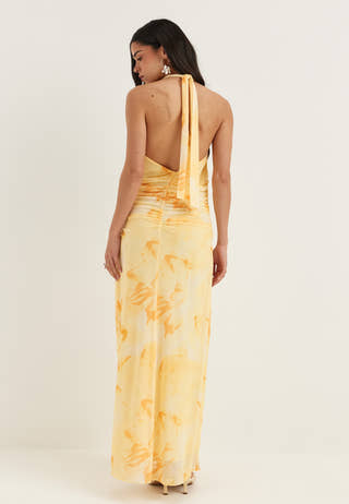 Drapy Halterneck Mesh Dress