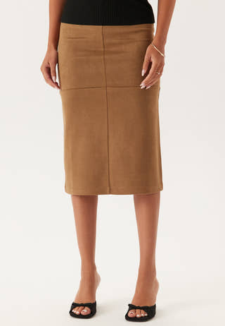 Faux Suede Midi Skirt