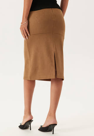 Faux Suede Midi Skirt