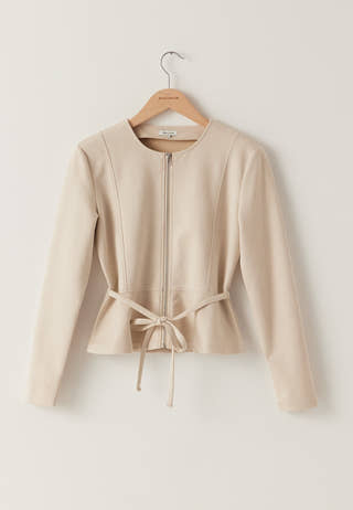 Faux Suede Peplum Jacket