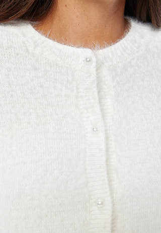 Fluffy Knitted Pearl Cardigan