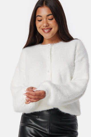 Fluffy Knitted Pearl Cardigan