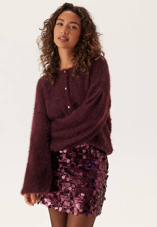 Fluffy Knitted Pearl Cardigan