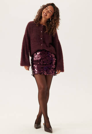 Fluffy Knitted Pearl Cardigan