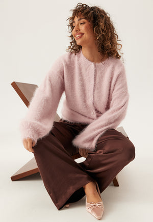 Fluffy Knitted Pearl Cardigan