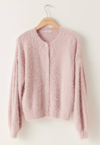 Fluffy Knitted Pearl Cardigan