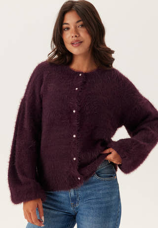 Fluffy Knitted Pearl Cardigan