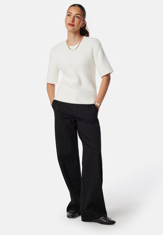 Fluffy Knitted Short Sleeve Sweater