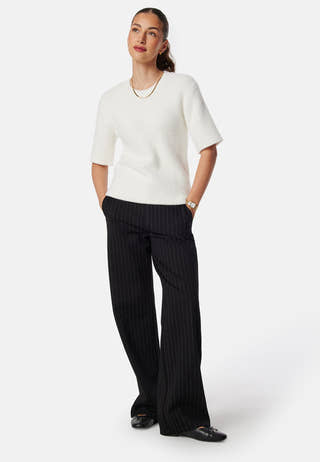 Fluffy Knitted Short Sleeve Sweater