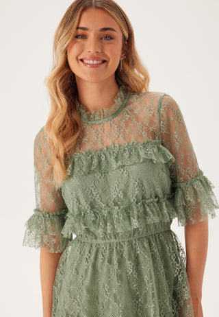 Frill Lace Midi  Dress
