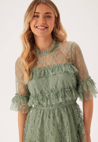 Frill Lace Midi  Dress