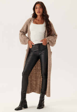 High Waist Slim Coated Jeans