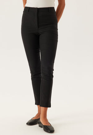 High Waist Stretchy Cropped Slit Trousers