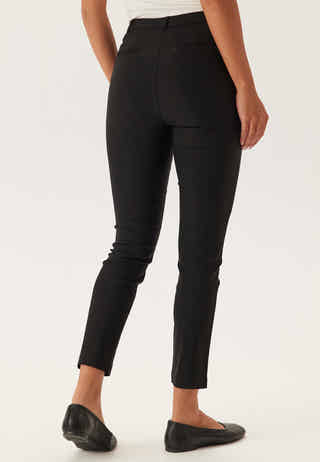 High Waist Stretchy Cropped Slit Trousers