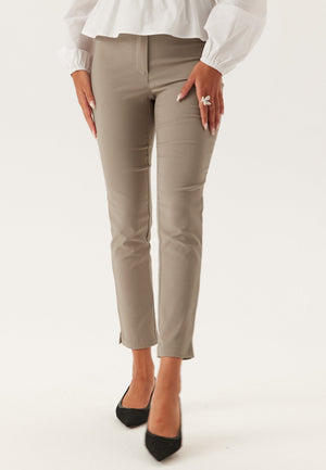 High Waist Stretchy Cropped Slit Trousers