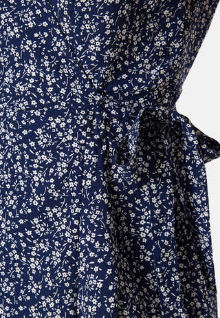 Flounce Midi Wrap Dress