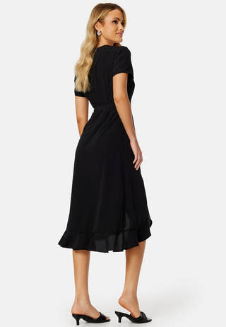 Flounce Midi Wrap Dress