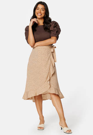 Flounce Midi Wrap Skirt