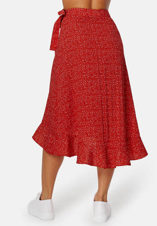 Flounce Midi Wrap Skirt
