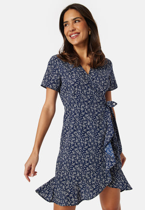 Flounce Short Wrap Dress