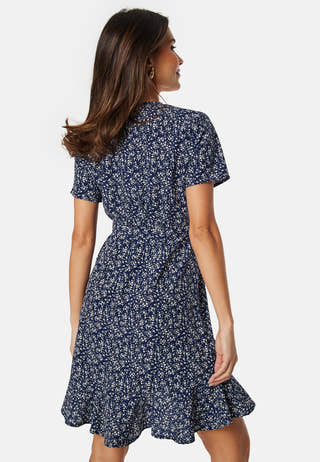 Flounce Short Wrap Dress