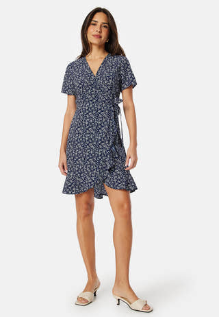 Flounce Short Wrap Dress