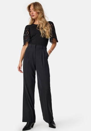 Contrast Lace Sleeve Top