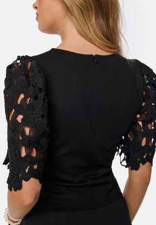 Contrast Lace Sleeve Top