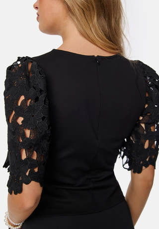 Contrast Lace Sleeve Top