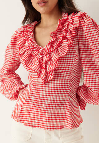 Jersey  Frill Peplum Blouse