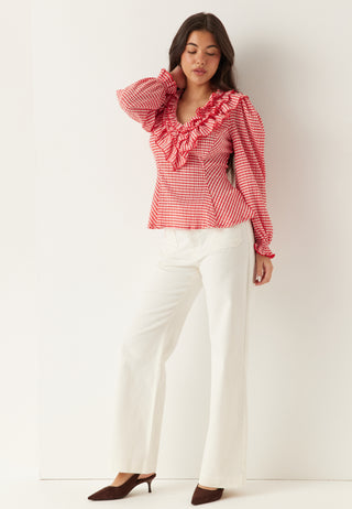 Jersey  Frill Peplum Blouse