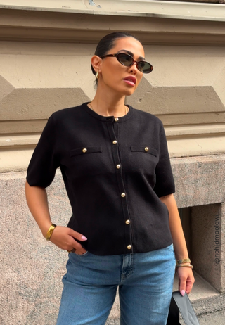 Knitted Gold Button Cardigan