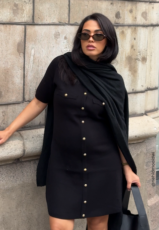 Knitted Gold Button Dress