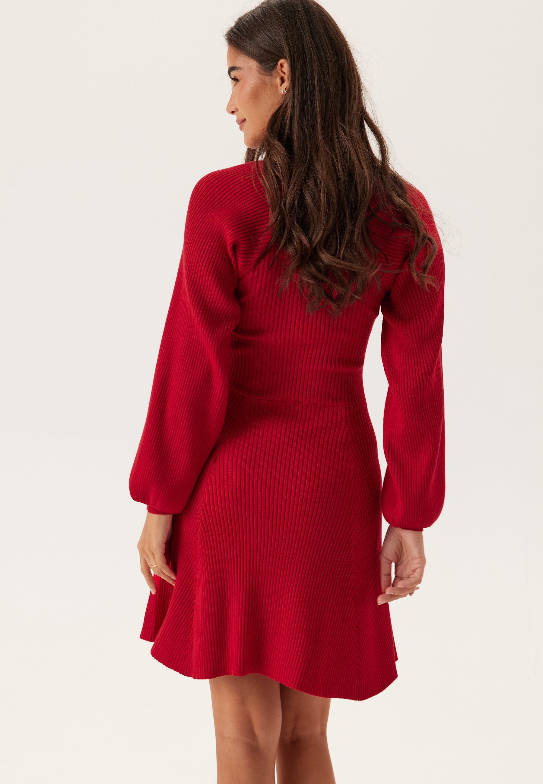 Bubbleroom – Knitted Short Skater Dress – campaign-outlet – Red