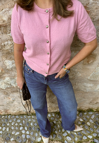 Knitted Short Sleeve Cardigan