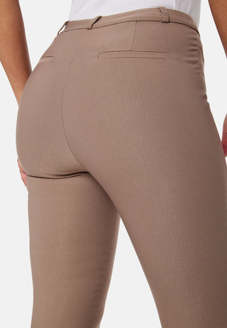 High Waist Stretchy Ankle Slit Trousers