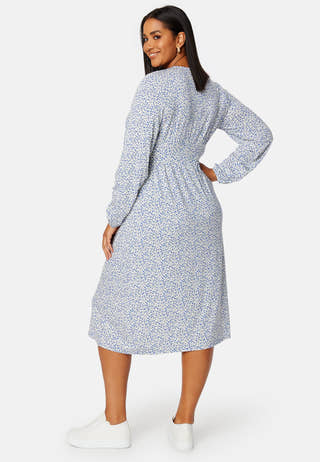 V-neck Midi Button Dress