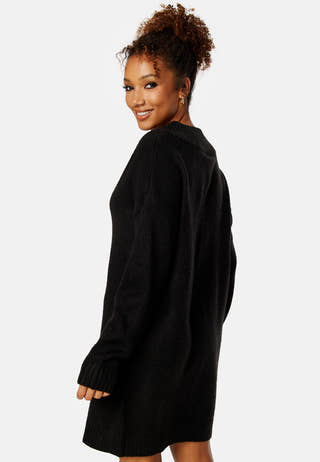 Knitted V-neck Sweater Dress