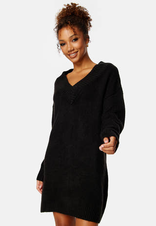 Knitted V-neck Sweater Dress