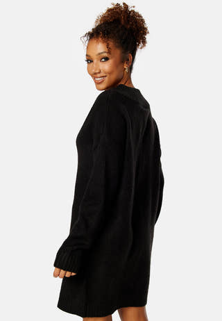 Knitted V-neck Sweater Dress