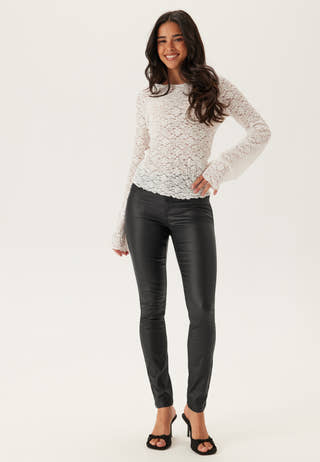 Mid Waist Push-up Coated Slim Jeans