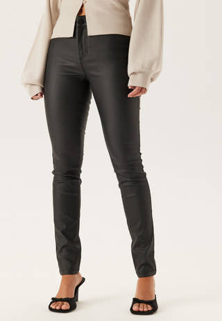 Mid Waist Push-up Coated Slim Jeans
