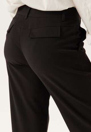 Mid Waist Straight Back Pocket Trousers