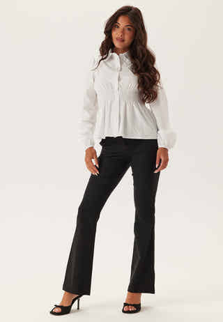 Mid Waist Stretchy Flared Trousers