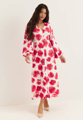 bubbleroom-midi-button-volume-sleeve-dress-redfloral_2